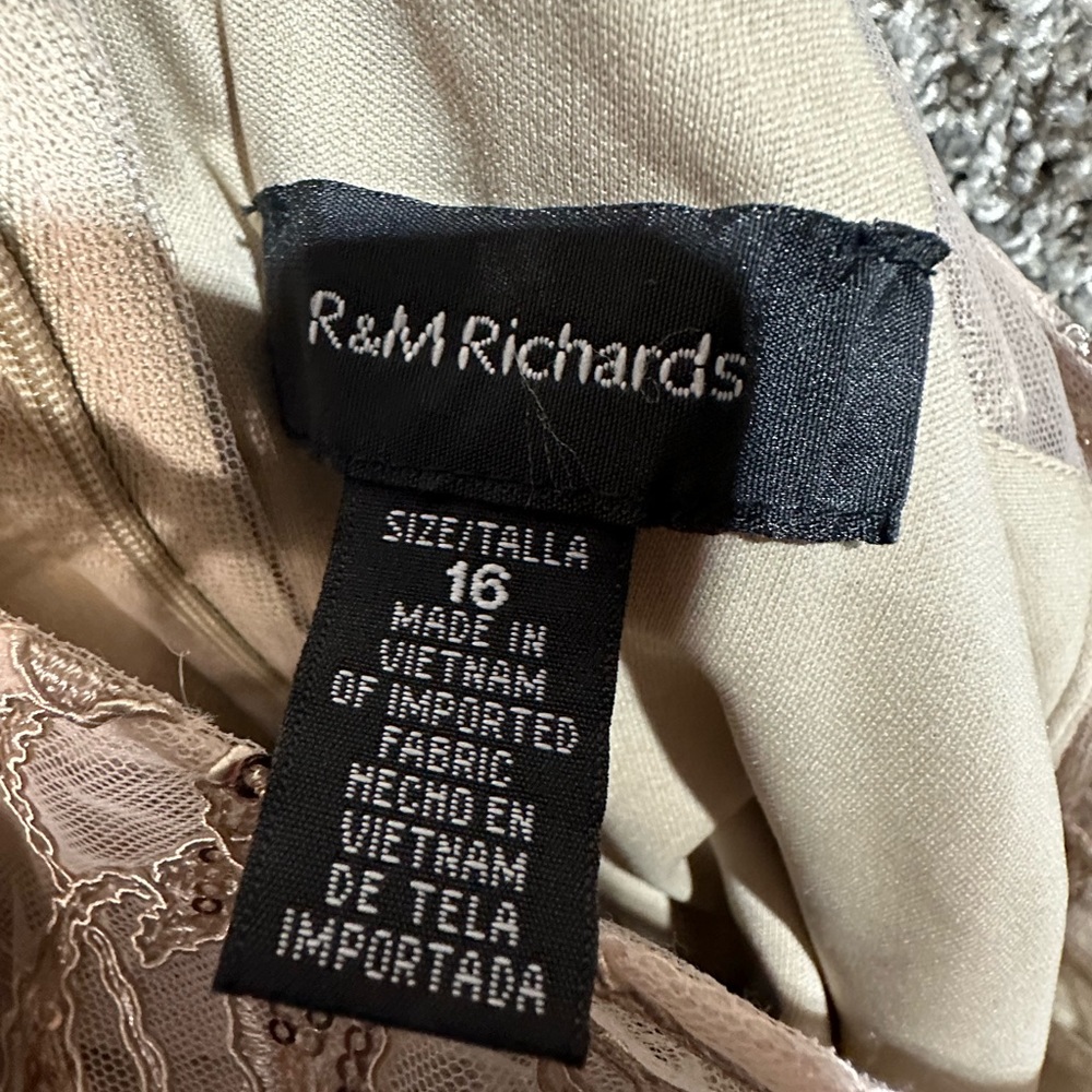 R&M Richards Embellished Boat Neck Illusion Gown Size 16 - Picture 6 of 6